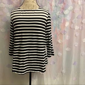 Ruby Rd Black & White Stripe 3/4